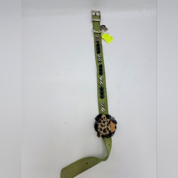 CUSTOMIZED Dog Collar Wild Thing Cub Green with Bling and Black Spikes - Picture 5 of 16